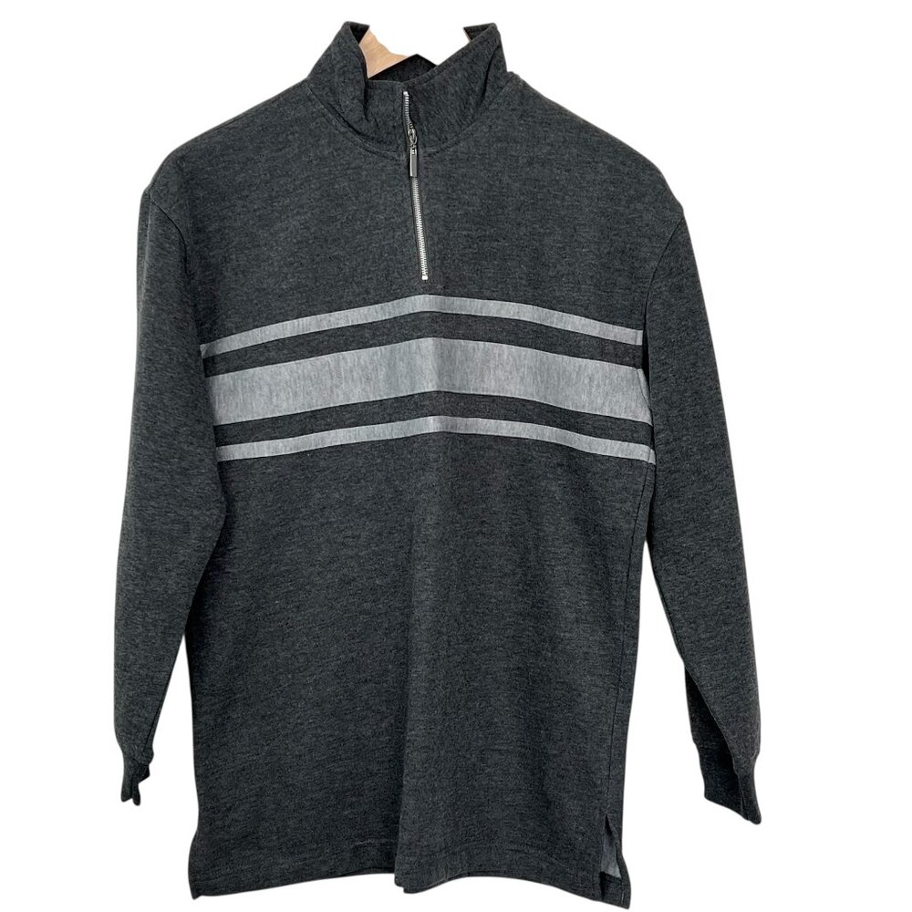 Vintage Jennifer Moore 1990s 1/4-Zip Fleece Pullover Sweatshirt Charcoal Gray PS